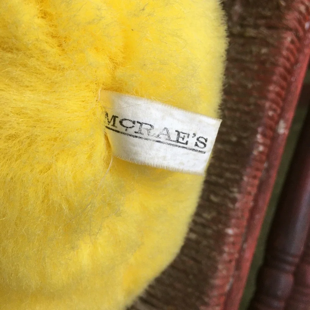 Vintage Large Yellow Duck Soft Plush Grosgrain Bow 24